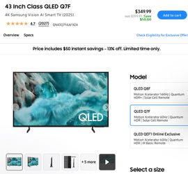 Samsung 43-Inch QLED 4K Smart TV