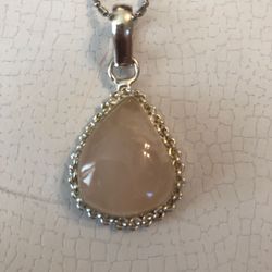Rose Quartz cabochon Pendant 40mm