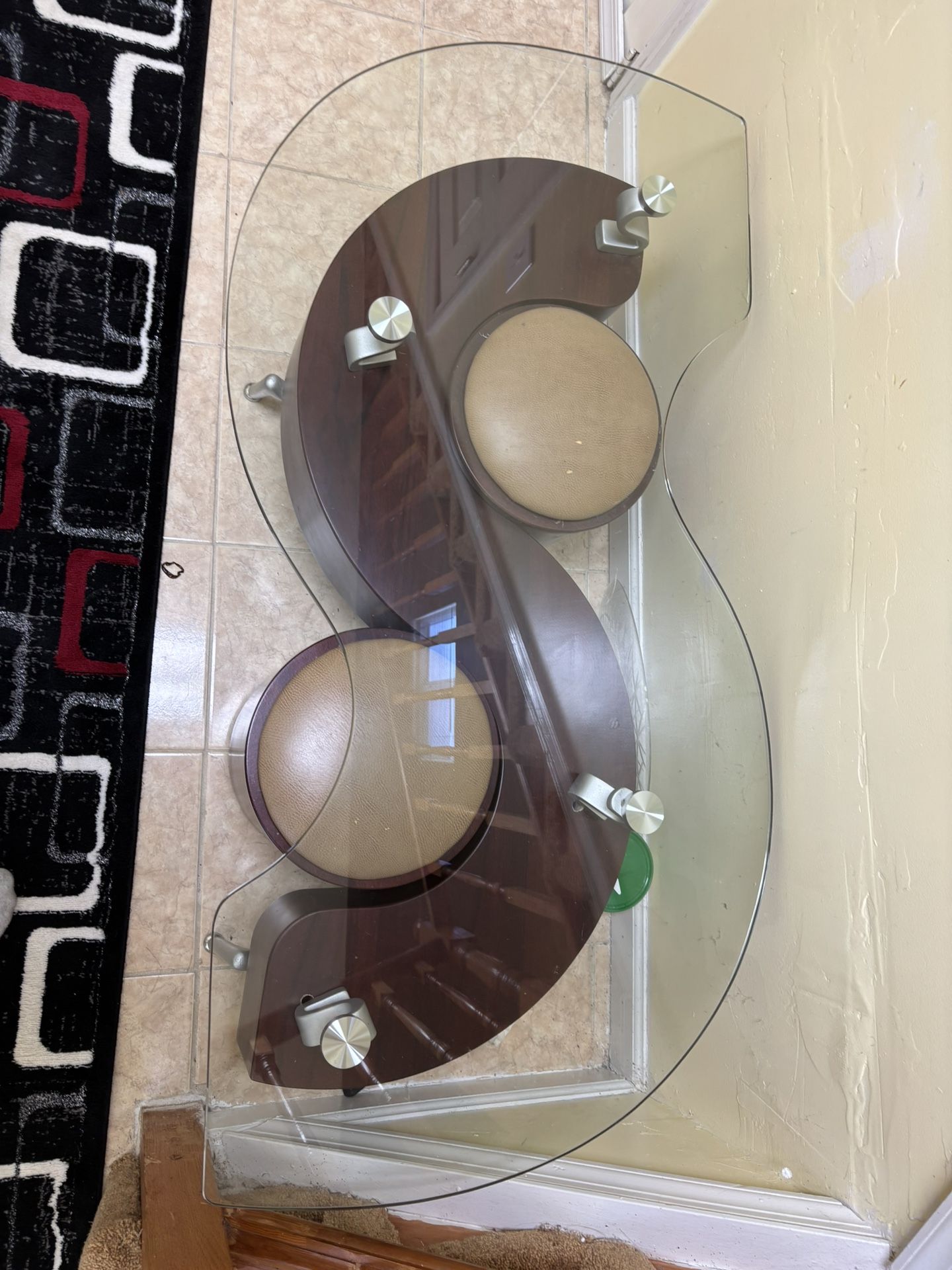 Modern Glass Vanity / Desk with Matching Stool