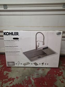 Kohler Cursiva 18-Gauge Stainless Steel 33 in. Single Bowl Drop-In Kitchen Sink with Faucet