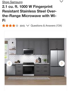 Samsung
2.1 cu. ft. 1000 W Fingerprint Resistant Stainless Steel Over-the-Range Microwave with