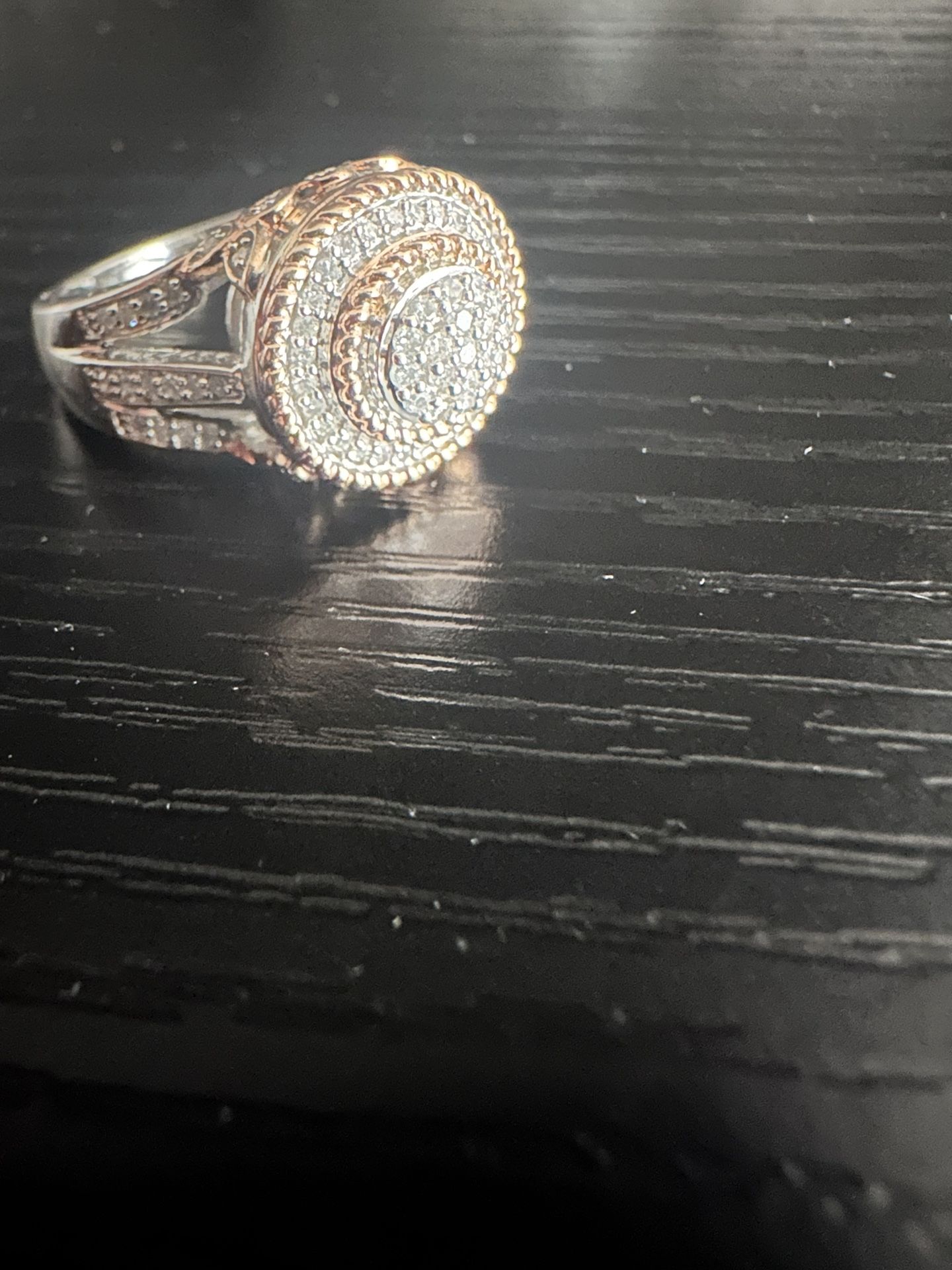 Natural diamond sterling silver ring