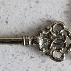 Ornate Cast Brass Key Polished Skeleton Antique vintage old fancy decorative