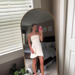 Women's White and Cream Dress