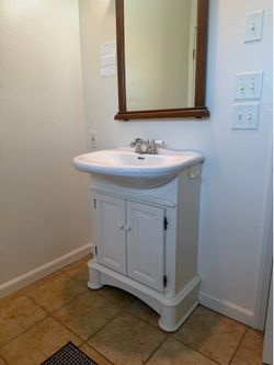 Sink, vanity, faucet combo