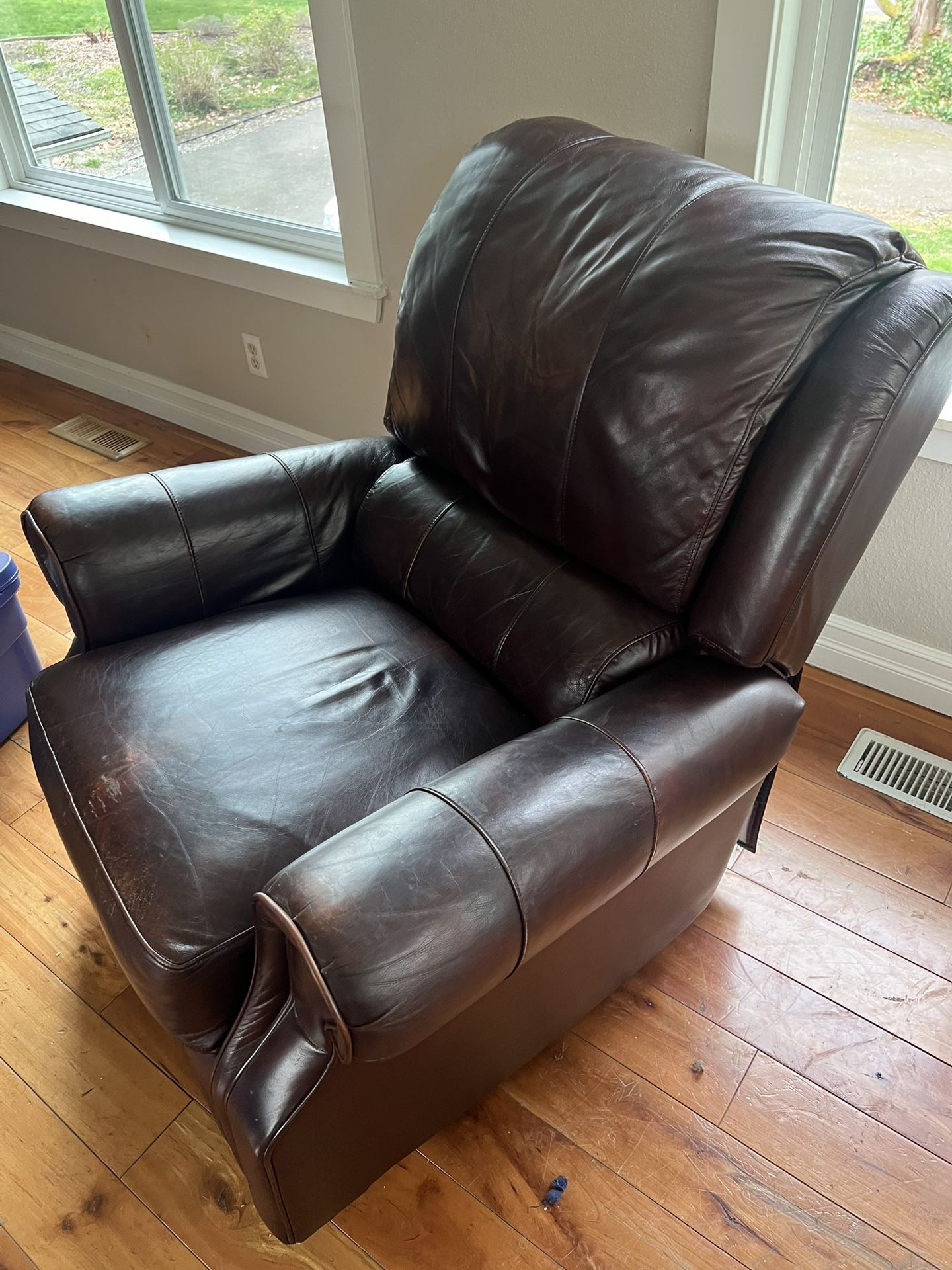 Reclining leather rocking chair