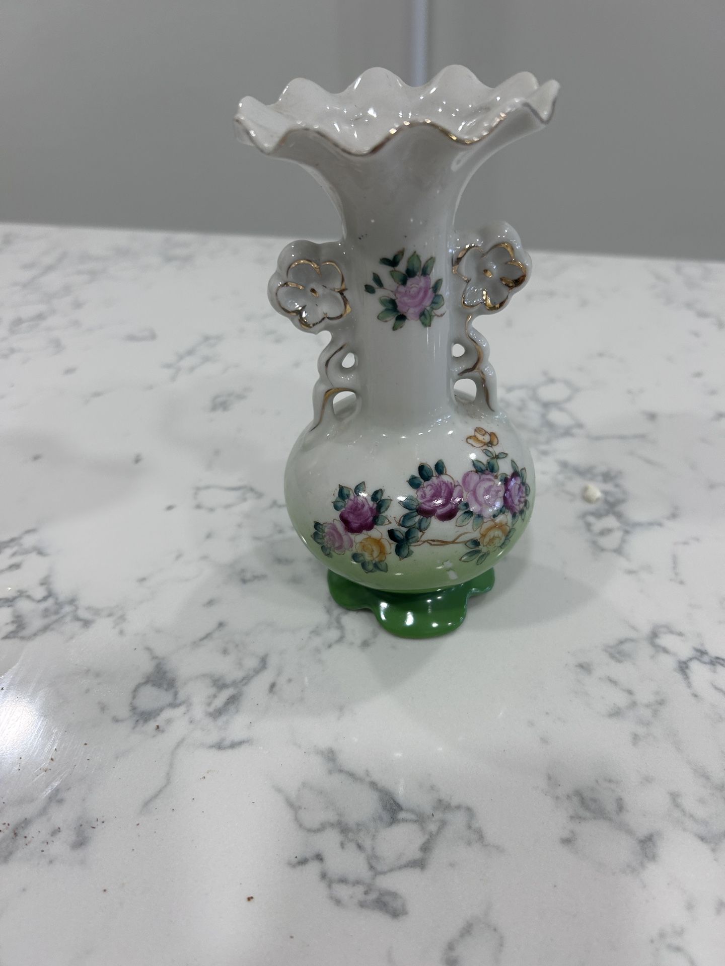 Ceramic Luster Teapot And Porcelain Vase - Post WWII Japanese 