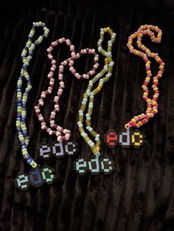 EDC Kandi Beaded Perler Necklaces 