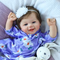 SCOM Realistic Reborn Baby Dolls, 20 Inch Real Baby Feeling Realistic-Newborn Dolls Adorable Smiling Real Life Baby Dolls