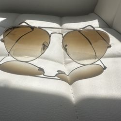 Ray-Ban Aviator Sunglasses Gold/Brown Authentic