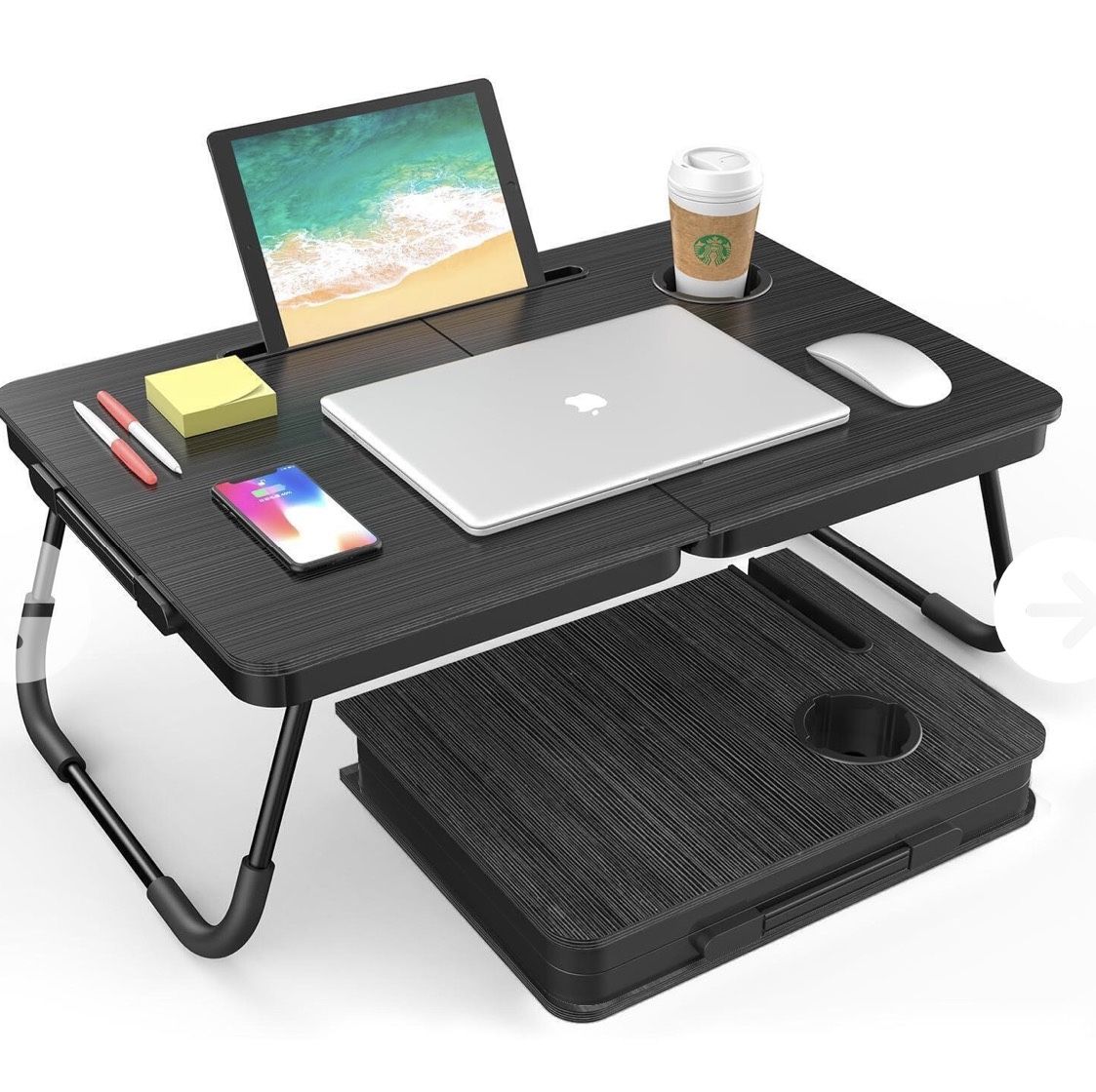 Portable Foldable Laptop Desk Black 23.5"x15.75" Retail $34