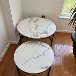 Set Of 2 Nesting Coffee Table, Round Coffee Table With Metal Frame For Living Room, Bedroom By Wrought Studio™