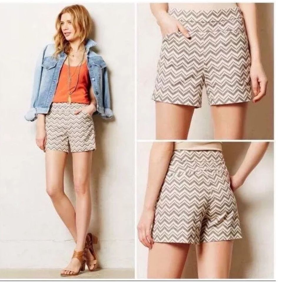 Anthropologie CARTONNIER  Melisma Chevron High Rise Shorts size 4