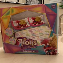 Trolls Band Together FULL SHEET SET SUPER SOFT AND COMFORTABLE MICROFIBER 