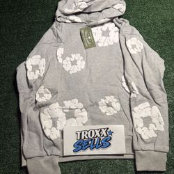 Grey Denim Tear Hoodie 