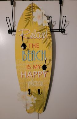 Wall mounted coat hanger DKD Home Decor Wood Mediterranean Surfboard Wall Art 35" L x 12" W