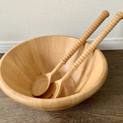 wooden vintage large Bowl With Spoons Strata Ground