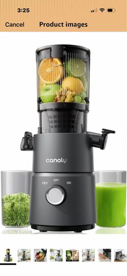 Canoly C03 Cold Press Juicer, 4.5" Wide Feed Chute Masticating Juicer Machine for Whole Fruits and Vegetables, 200W Powerful Quiet Motor, 2-in-1 Strai