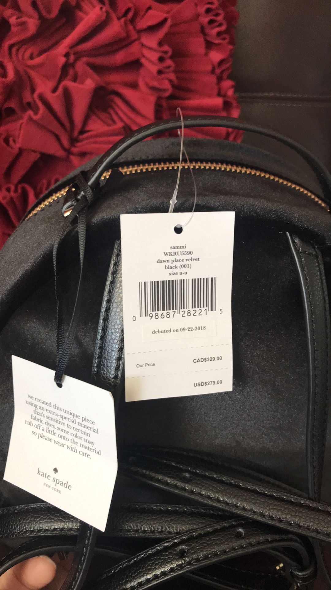 W  Kate spade backpack new with tag