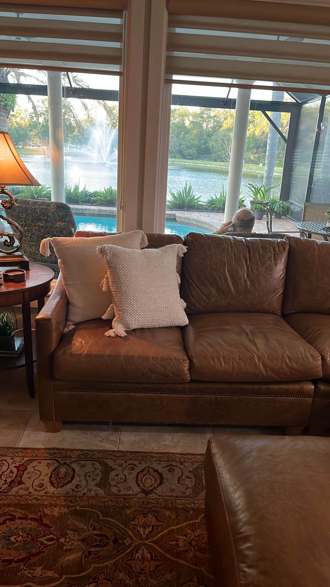 Leather Sectional & Ottoman