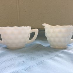 Vintage Depression Glass Cream Pitcher And Sugar Bowl