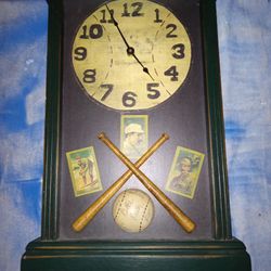 Vintage Baseball Clock With Babe Ruth Signature And More