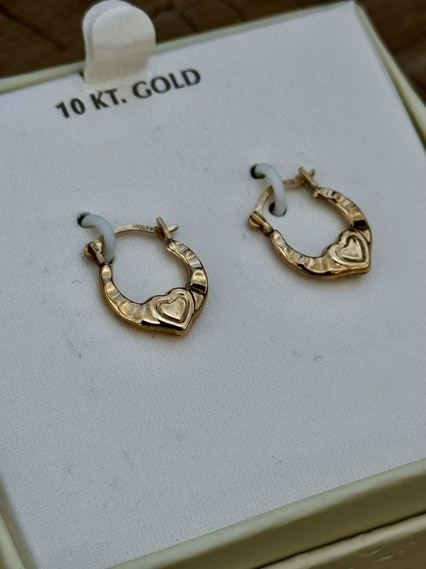 10K Gold Heart Hoop Earrings
