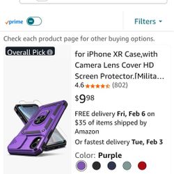 iPhone XR Case,with Camera Lens Cover HD Screen Protector,[Military Grade] Ring Car purple With Screen Protector new $7