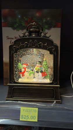 Christmas Snow Water Lantern with Light, Snow & Music – Multiple Styles, USB/Battery Operated 