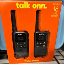 NEW Onn 16 Mile, 22 Channel Walkie Talkie 2 Pack Rechargeable 