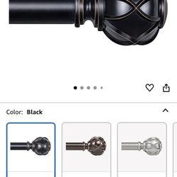 KAMANINA 1 Inch Extra Long Curtain Rod 140 to 195 Inches Black Heavy Duty Curtain Rods for Windows 120 to 170 Inch, Adjustable Drapery Rods with Nette