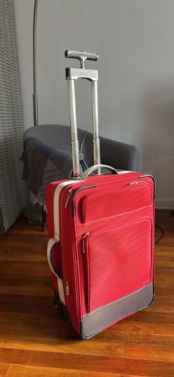 Lands’ End Red Carry-On Suitcase + Matching Tote Bag Travel Set