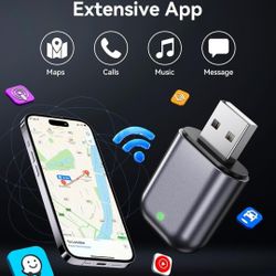 Adaptador inalámbrico Burnt Sugar CarPlay para iPhone 2025 Upgrade, diseño USB ultramini para dongle Apple Car Play, conversión de cable a inalámbrico