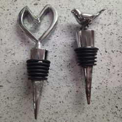 SILVER PLATED WINE BOTTLE TOPPERS BOTH