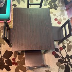 Children’s Table And Chairs ,Dark Wood