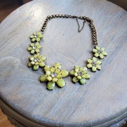 Yellow Flower Rhinestone Necklace