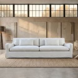 Restoration Hardware 103 inch Slipcovered Belgian Sofa – Ivory