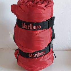 Vintage Marlboro Unlimited Sleeping Bag Camping Gear Red Black Plaid Flannel