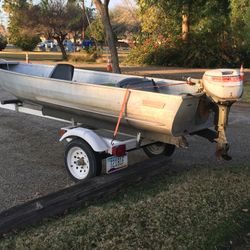 Aluminum Fishing Boat, Trailer, & Outboard Motor