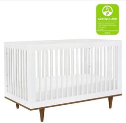 White Crib with Walnut Brown Legs