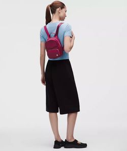 Lululemon Everywhere Backpack Mini 4L Metal Hardware, Raspberry Rave/Wacky Khaki/Silver