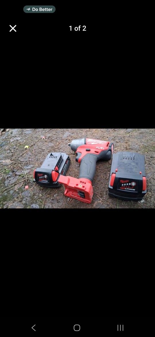 Milwaukee 3/8 Drive Impact With 2 Batteries