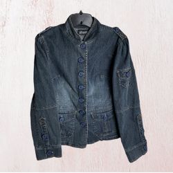 No Boundaries Blackish Blue Stretch Jean Jacket Jrs Small