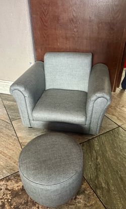 Toddler gray colored One Child’s Armchair with Ottoman for kids 4 years and younger