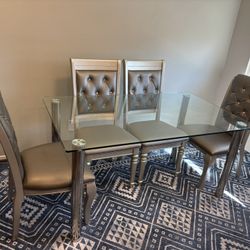 Glass Dining Room Table & Chairs