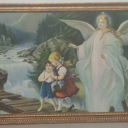 Guardian Angel Watching Over Two Children 