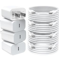 Brand new iPhone Charger Fast Charging,20W PD USB C Wall Charger 4 Pack with 6FT Fast Charging Cable