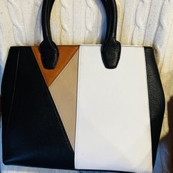 Pocket Book Large Size Brown Black and Cream Shoulder Bag Purse 