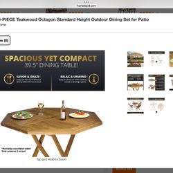 Octavia Teakwood Octagon Standard Height Outdoor Dining Table