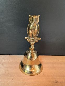 Vintage Made In England Metal Owl Bell